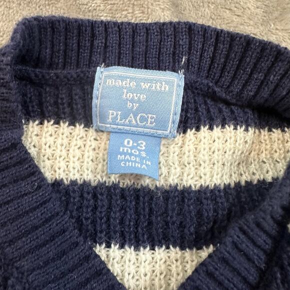 Children's Place Blue Stripe Knit Cardigan Sweater 0-3 Months Baby Boy - Picture 4 of 5
